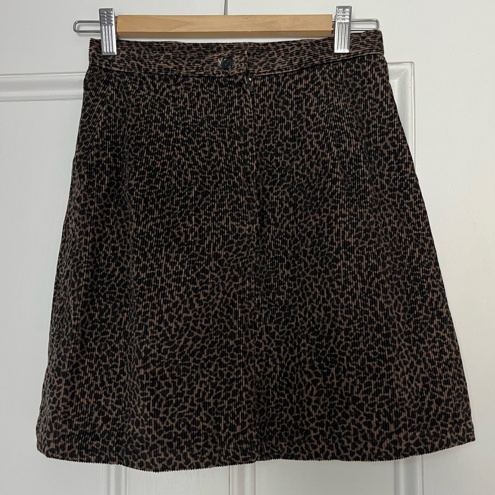 Vintage Fioini International Leopard Print Corduroy Mini Skirt